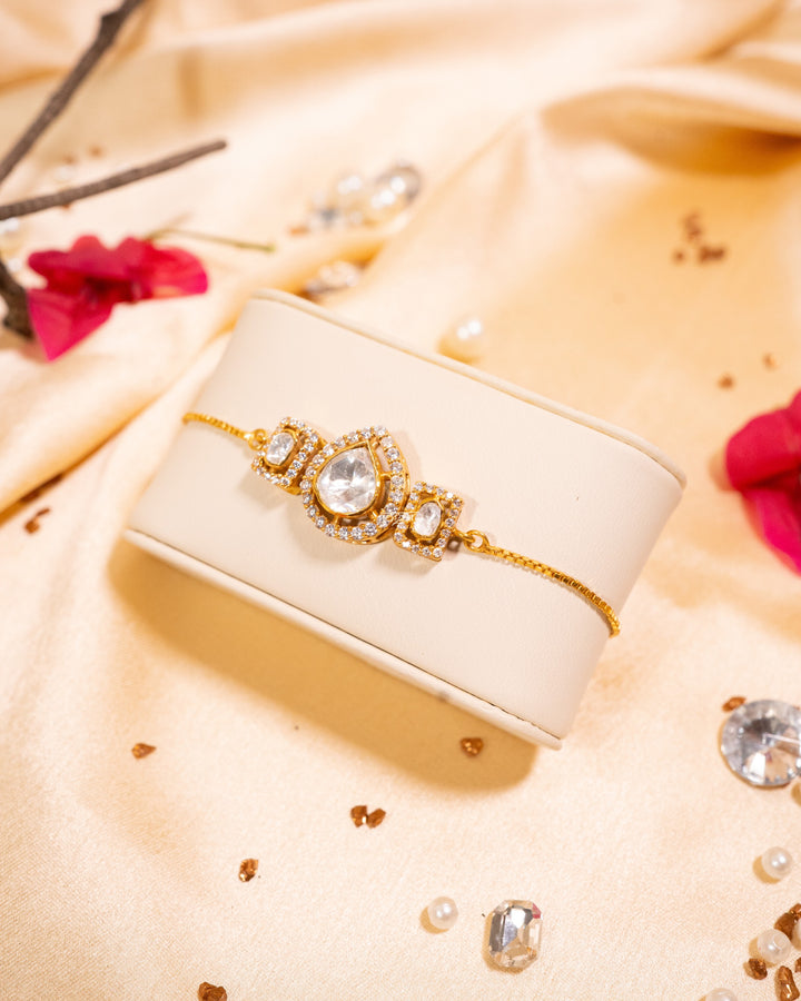 Suvarnaa bracelet gold-plated 925  sterling silver, lab grown polki stones, elegant craftsmanship.